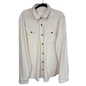 Panache Apparel Cream Long Sleeve Button Up Shirt Rayon Blend Ultra Soft XL